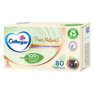 Imagen de COLHOGAR Tissue faciales Pure Natural con fibras naturales COLHOGAR 80 uds
