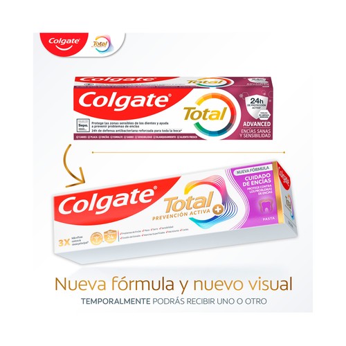 COLGATE Total Prevención acitva + Pasta de dientes que ayuda a prevenir la irritación y recesión de las encias 75 ml.
