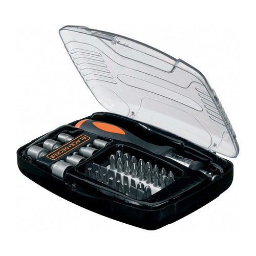 Set de 40 piezas para atornillar con atornillador de carraca, BLACK + DECKER A7062.