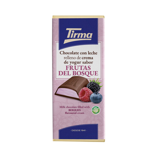 Alcampo TIRMA Chocolate con leche relleno de crema de yogur sabor frutas del bosque 103 g
