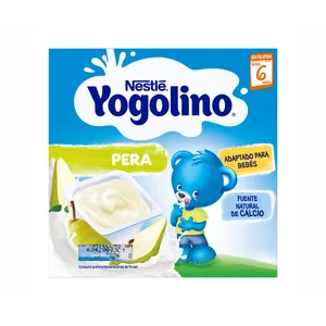 YOGOLINO Postre lácteo de pera, adaptado para bebés a partir de 6 meses, Neslté 4 x 100 g.