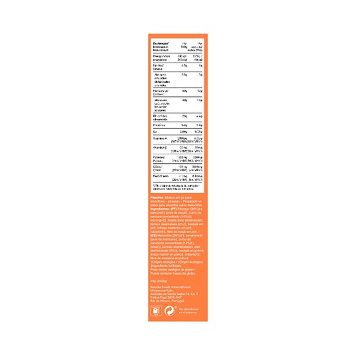 KENCKO Smoothie peaches Preparado para batido de frutas y vegetales ecológicos  2 x 22 g.