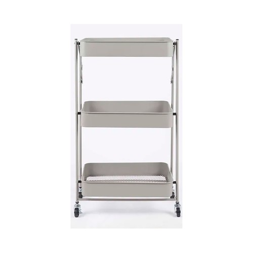 Carro plegable metal 77x45x29cm 3 estantes+ruedas gris. CAMILO RIGAMONTI.