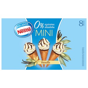Imagen de NESTLÉ Mini conos de vainilla con chocolate y sin azúcares añadidos 8 x 60 ml.