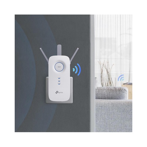 Extensor de cobertura Wi-Fi TP-LINK RE450, banda dual AC1750, 3 antenas, puerto Ethernet.