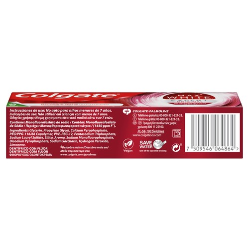 COLGATE Max white expert original Pasta de dientes blanqueadora con flúor, sabor menta 75 ml.