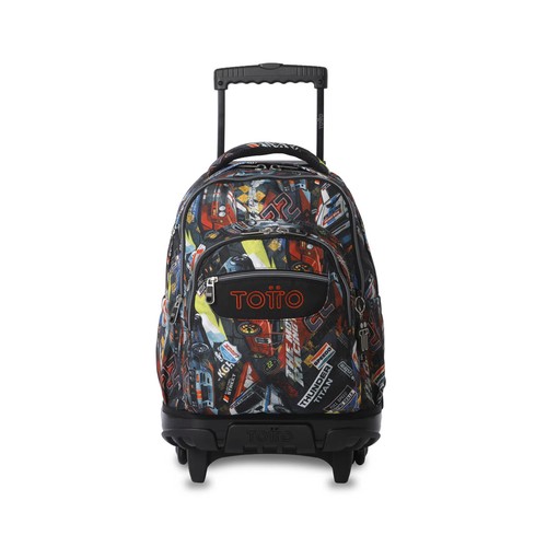 Mochila TOTTO con ruedas, diseño Renglones Rally Red