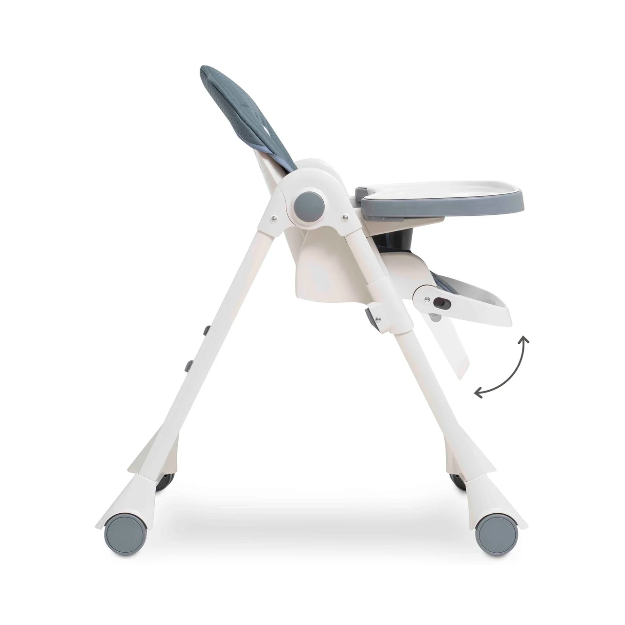 Trona plegable INTERBABY regulable en 3 posiciones, arnés de 5 puntos, color gris.