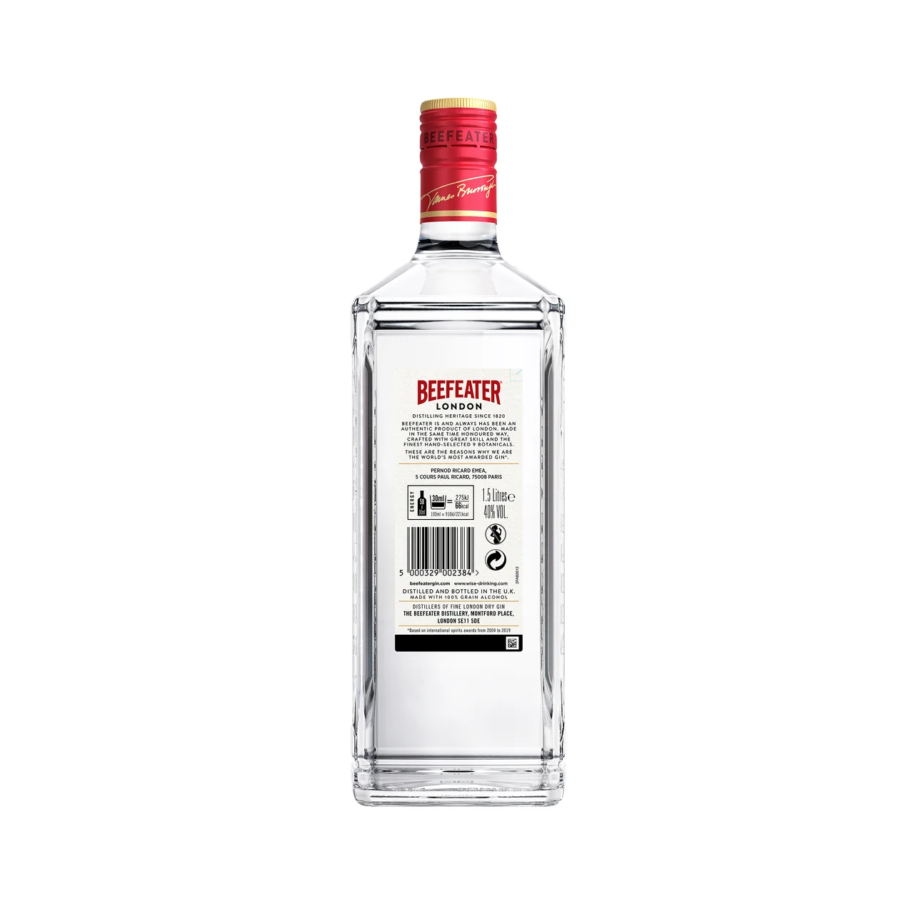 Ginebra inglesa tipo London dry gin 1,5 l.