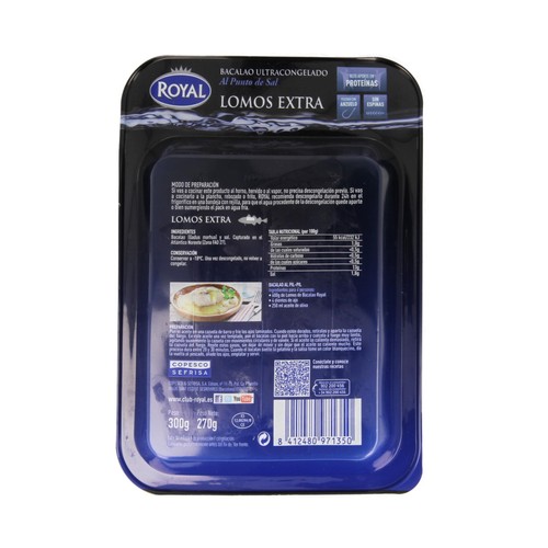ROYAL Bacalao en lomos de calidad extra ROYAL 300 g.
