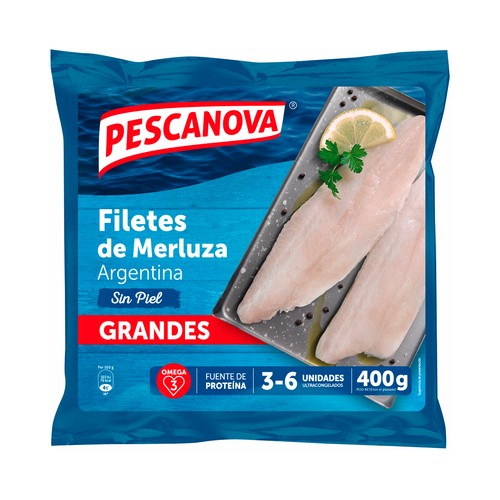 PESCANOVA Filetes grandes de merluza argentina sin piel 400 g.