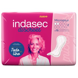 Imagen de INDASEC Discreet Compresas de incontinencia microplus para pérdidas de orina leves 16 uds.