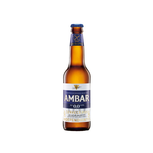 AMBAR Cervezas sin alcohol (0,0% Vol.), sin gluten AMBAR botella de 33 cl.