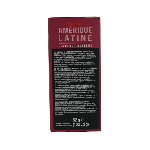 ALCAMPO GOURMET Café molido de tueste natural de América Latina, intensidad 8, en cápsulas ALCAMPO GOURMET 10 uds. 52 g.