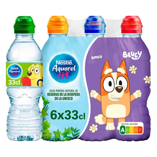 AQUAREL Agua mineral botella de 33 cl. pack de 6 uds.