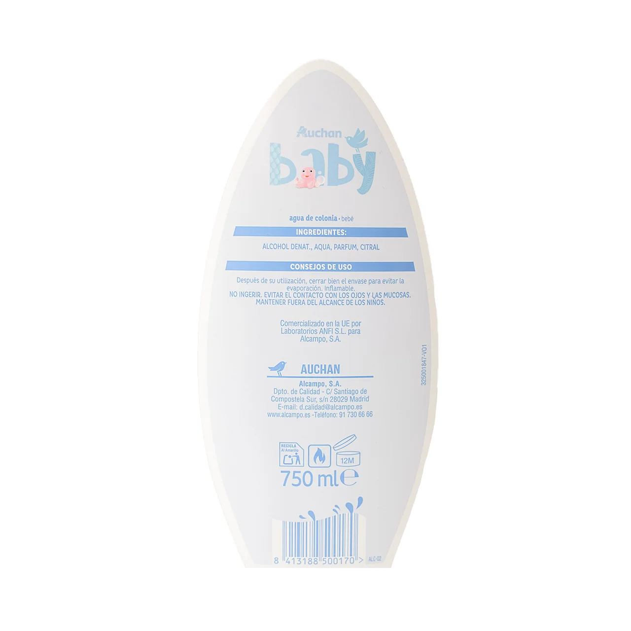 ALCAMPO BABY Agua de colonia infantil 750 ml.