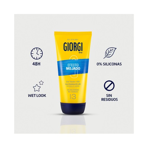 GIORGI Efecto mojado Gel fijador de cabello (fijación 3) hasta 48 horas 170 ml.
