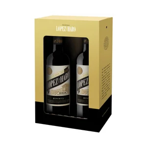 LOPEZ DE HARO  Estuche con 2 botellas de vino tinto reserva con D.O. Ca. Rioja LOPEZ DE HARO.