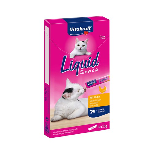 VITAKRAFT Snack líquido para gatos de pollo y taurina VITAKRAFT 6 uds x 15 g.