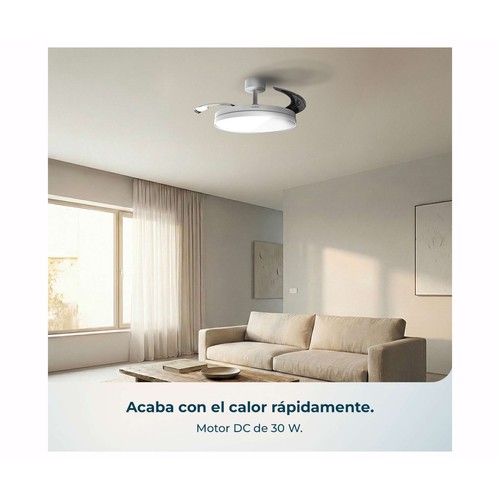 Ventilador de techo CECOTEC EnergySilence Aero 2440 Invisible Pure White, 30W, temporizador hasta 6 horas, 6 velocidades, 3 aspas