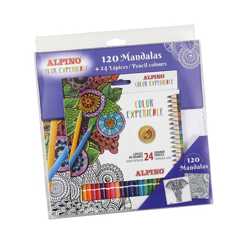 Set libro 120 mandalas + 24 lapices color experience, ALPINO.