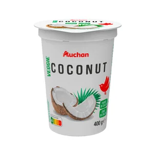 AUCHAN Producto vegetal de coco cremoso natural sin azúcar añadida 400 g Producto Alcampo.
