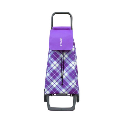 Carro de compra con 2 ruedas, cuerpo de aluminio y bolsa cierre cordón color morado, 40 litros ROLSER.