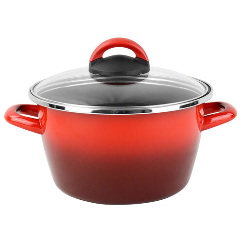 Olla de acero vitrificado con tapa, 20 cm., apto para inducción, SFUMATO MAGEFESA.