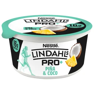 LINDAHLS Pro+ de Nestlé Producto lácteo con alto contenido en proteínas y sabor a piña y coco 160 g.