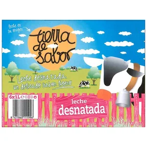 TIERRA DE SABOR Leche desnatada de vaca 6 x 1 l.