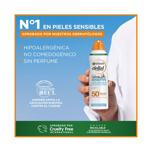DELIAL Bruma protectora solar, especial para niños con FPS 50+ (muy alto) DELIAL Sensitive advanced 150 ml.
