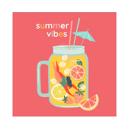 Servilletas 33x33cm 20unds, deco Summer Vibes. ACTUEL
