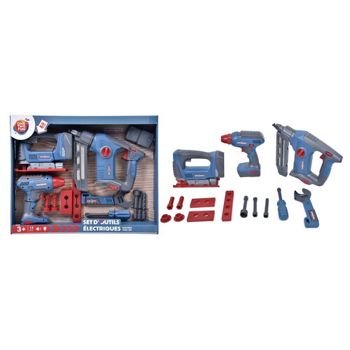 Conjunto Herramientas Eléctricas bricolaje de juguete 14 piezas con luz y sonidos +3 Años ONE, TWO FUN