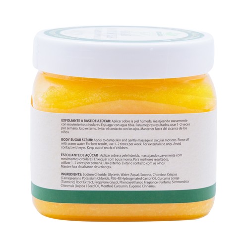BECASAN NATURE Exfoliante corporal a base de azúcar, con cúrcuma y aceite de jojoba 400 g.