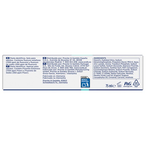 ORAL-B Advanced Pasta de dientes para la prevención del sarro, sabor menta especiada 75 ml.
