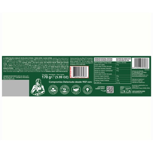 DELAVIUDA Turrón de chocolate de Dubai 190 g.