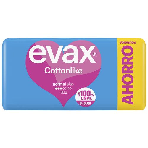 EVAX Compresas normal con alas EVAX Cottonlike 32 uds.