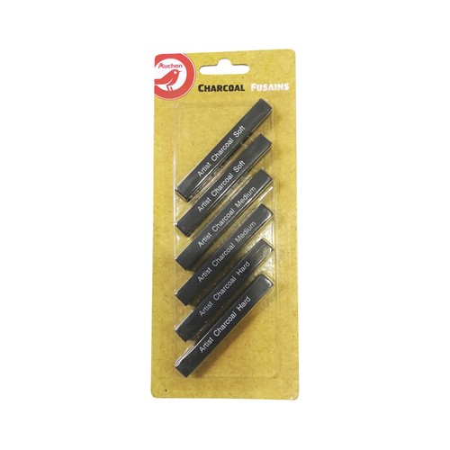 Pack de 6 carboncillos para dibujo artístico, PRODUCTO ALCAMPO.