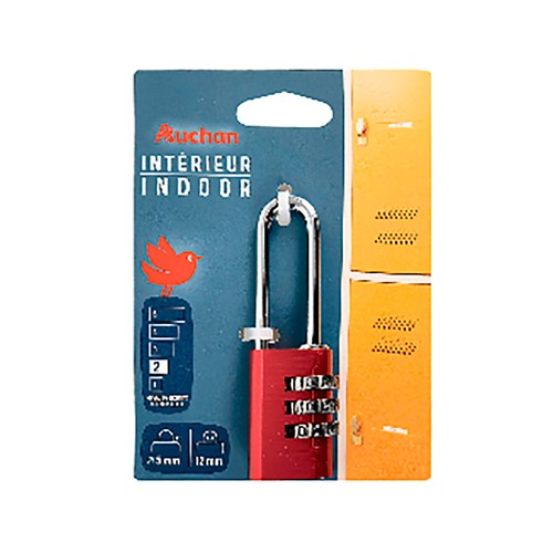 Candado de combinación con arco largo, seguridad 3, ALCAMPO.