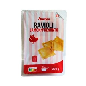 AUCHAN Tortellini frescos de pasta al huevo rellenos de jamón 250 g. Producto Alcampo