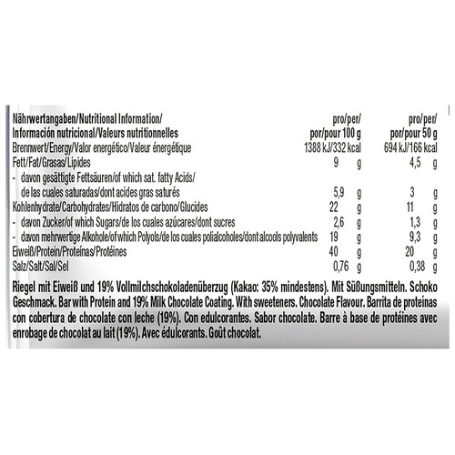 WEIDER High protein Barritas con un 40% de proteínas con sabor a chocolate  1 uds x 50 g.