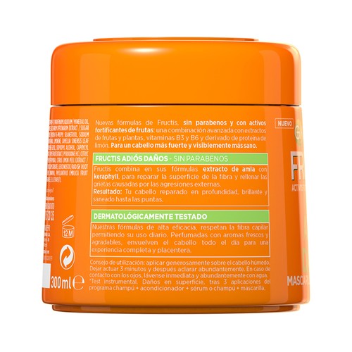 FRUCTIS Adiós daños de Garnier Mascarilla capilar fortificante para cabellos dañados 300 ml.