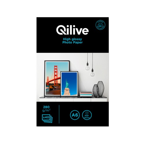Pack de 20 papeles de foto QILIVE, A6, 280gr.