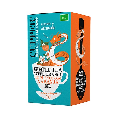 CUPPER Infusión te blanco con naranja ecológica 20 uds. 34 g.