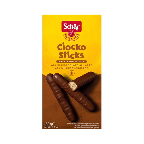 Galletas recubiertas Ciocko Sticks sin gluten SCHAR 150 g.