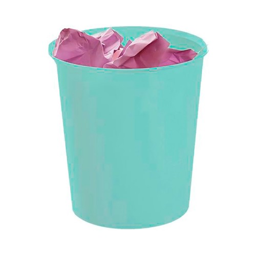Papelera 18L de plástico reciclado, color turquesa, ARCHIVO 2000.