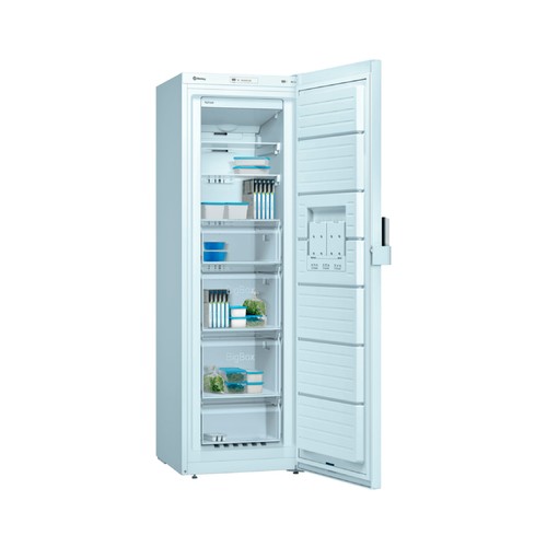 Congelador vertical BALAY 3GFF563WE NO FROST, clasificación energética: F, H: 186cm, A: 60cm, F: 65cm, capacidad total: 242L.