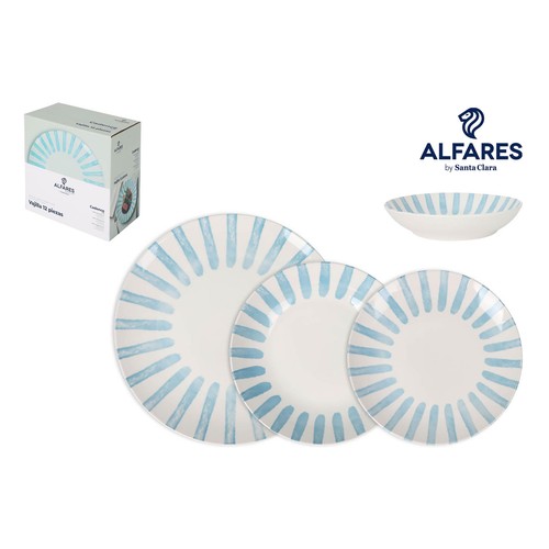 Vajilla 12 piezas cadence azul alfares. SANTA CLARA