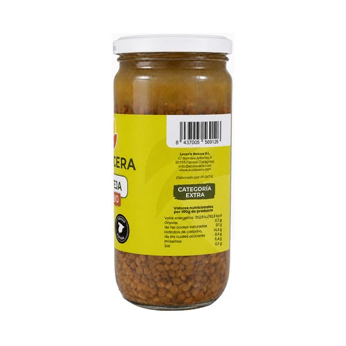 ECOLECERA Lenteja pardina cocida, ecológica 450 g.