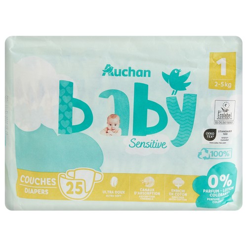 PRODUCTO ALCAMPO Baby sensitive Pañales talla 1 (2-5 kg) 25 uds.